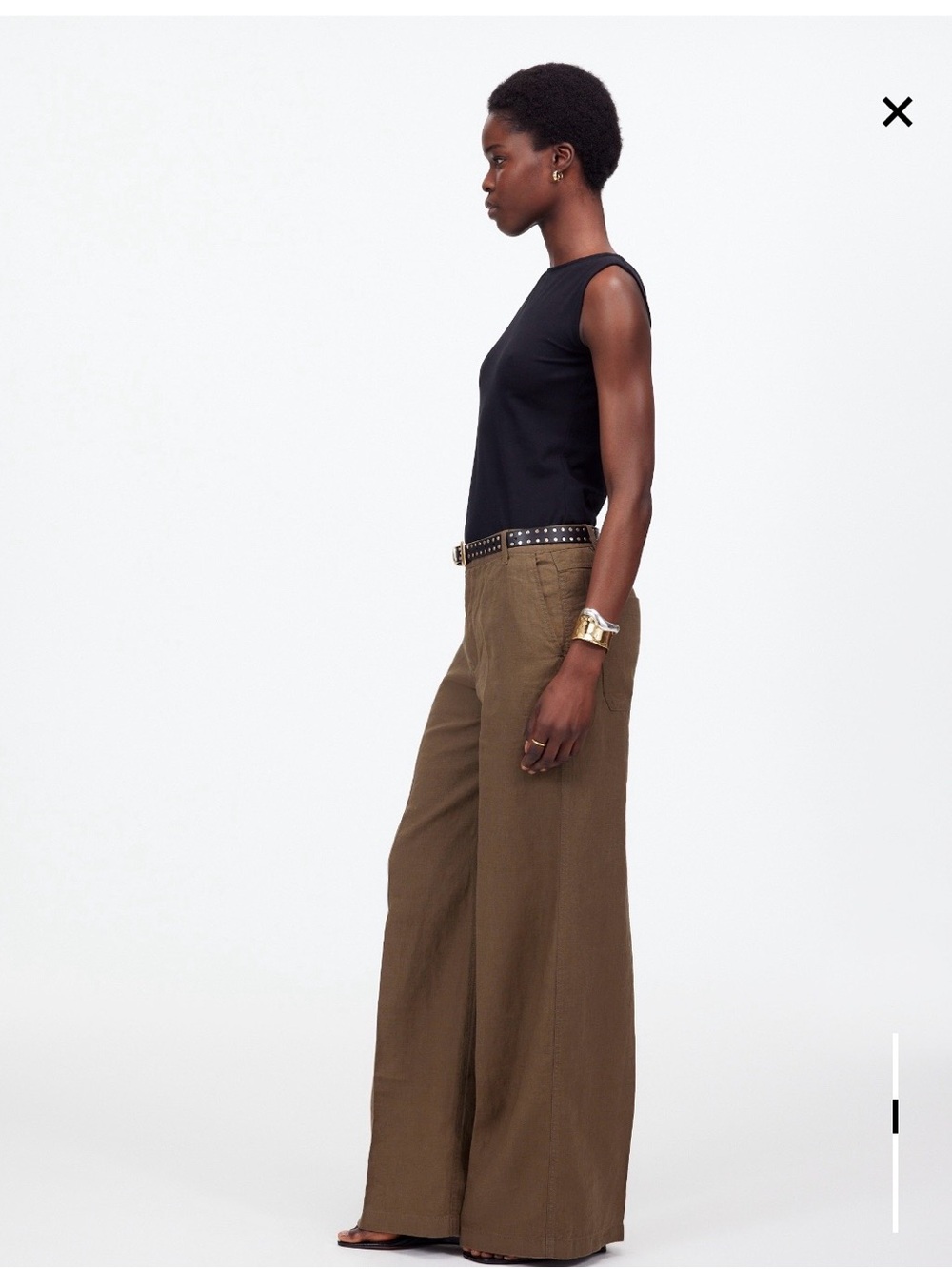 Madewell The Zoe Relaxed Wide Pant 
100% Linen Safari Khaki NWT - Picture 3 of 9